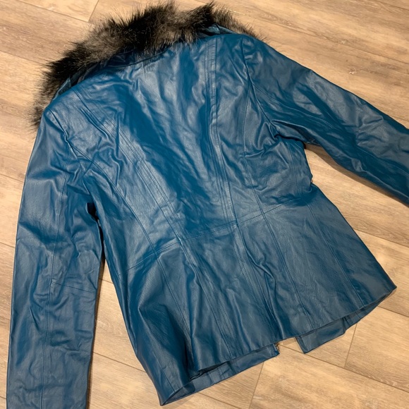 Guillaume women’s leather jacket - Small Teal/blue - Picture 5 of 6